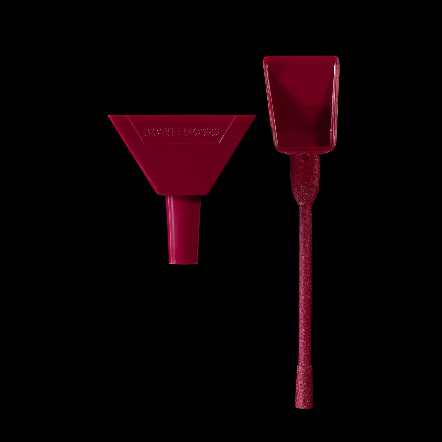 Red Cone Boss — 3-in-1 pre-roll cone filler tool on black background